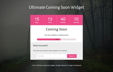 Ultimate Coming Soon Widget a Flat Responsive Widget Template