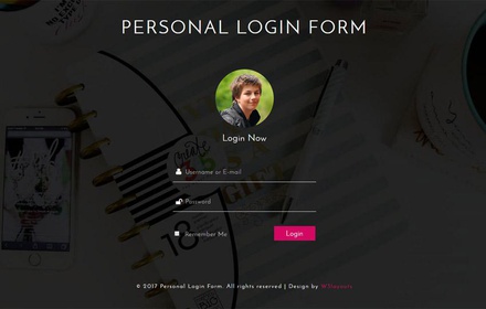 Personal Login Form Responsive Widget Template