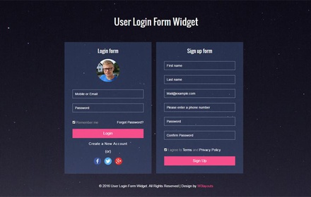 User Login Form Widget  Responsive Widget Template