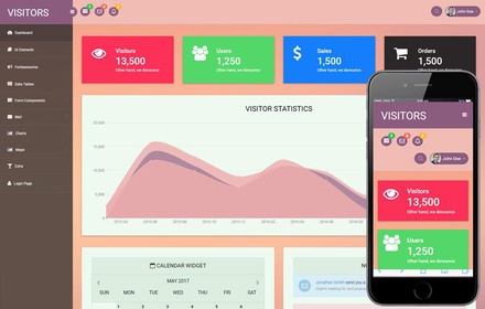 Visitors an Admin Panel Bootstrap Responsive Web Template
