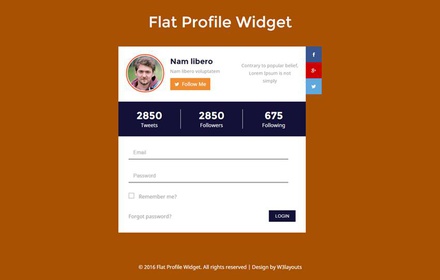 Flat Profile Widget Flat Responsive Widget Template