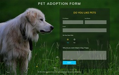 Pet Adoption Form Responsive Widget Template