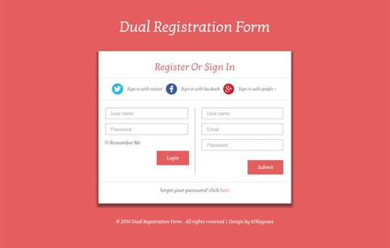 Dual Registration Form Responsive Widget Template