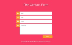 Pink Contact Form Flat Responsive Widget Template