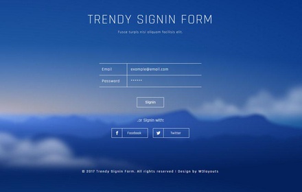 Trendy Signin Form Flat Responsive Widget Template