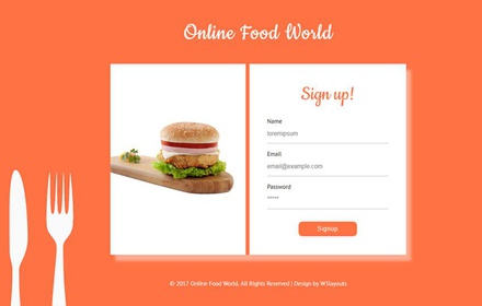 Online Food World Flat Responsive Widget Template
