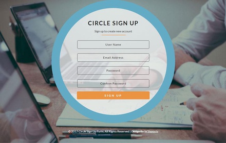 Circle Sign Up Form Flat Responsive Widget Template