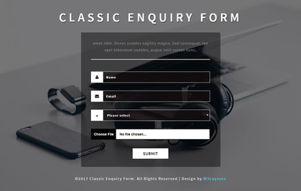 Classic Enquiry Form a Flat Responsive Widget Template