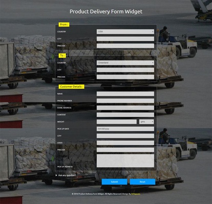 Product Delivery Form Widget Responsive Widget Template