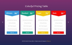 Colorful Pricing Table Flat Responsive Widget Template