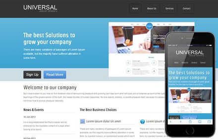 Free universal web template and mobile website template for corporate companies
