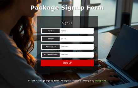 Package Signup Form Responsive Widget Template