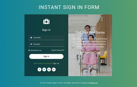 Instant Sign in Form a Flat Responsive Widget Template