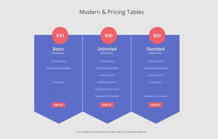 Moderning Pricing Tables Responsive Widget Template