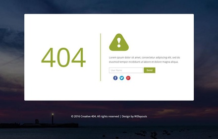 Creative 404 Responsive Error Widget Template