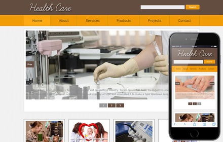 New Health Care web template and mobile web website template for Hospitals