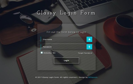 Glassy Login Form a Flat Responsive Widget Template
