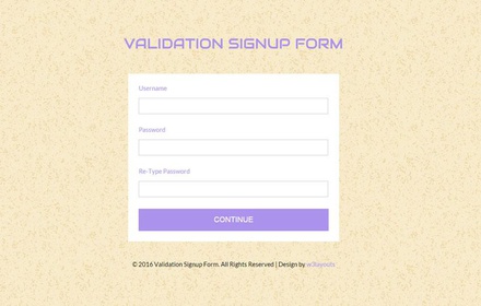 Validation Signup Form Responsive Widget Template