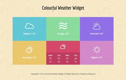 Colourful Weather Widget Responsive Template
