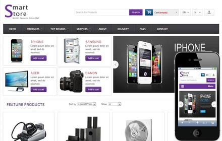 Smart Store Online Shopping Cart Mobile website Template