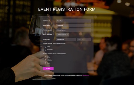 Event Registration Form a Flat Responsive Widget Template