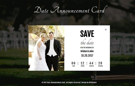 Date Announcement Card a Flat Responsive Widget Template