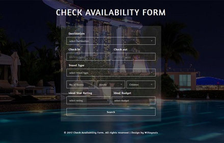 Check Availability Form a Flat Responsive Widget Template