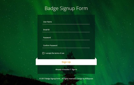 Badge Signup Form Flat Responsive Widget Template