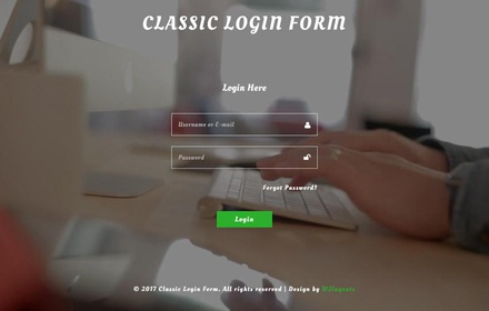 Classic Login Form a Flat Responsive Widget Template