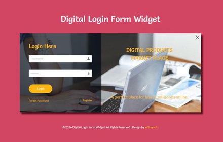 Digital Login Form Responsive Widget Template