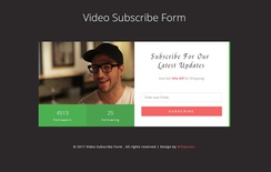 Video Subscribe Form Flat Responsive Widget Template