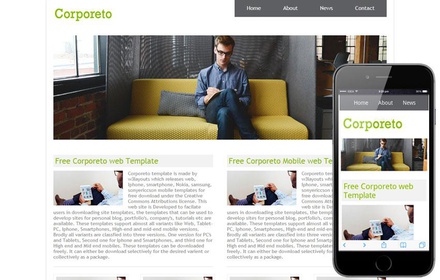 Corporeto Free Corporate Website and Mobile Template