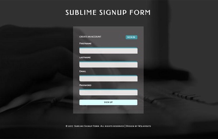 Sublime Signup Form a Flat Responsive Widget Template