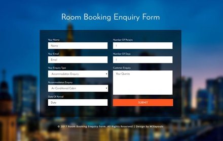 Room Booking Enquiry Form a Flat Responsive Widget Template