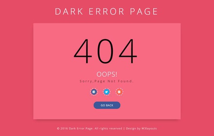 Dark Error Page Responsive Widget Template