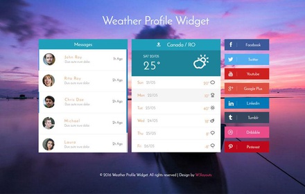 Weather Profile Widget Flat Responsive Widget Template