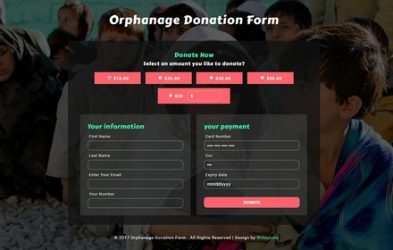 Orphanage Donation Form Responsive Widget Template
