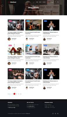 Workout a sports category website template