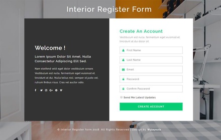 Interior Register Form Flat Responsive Widget Template