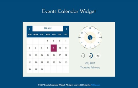 Events Calendar Widget Flat Responsive Widget Template