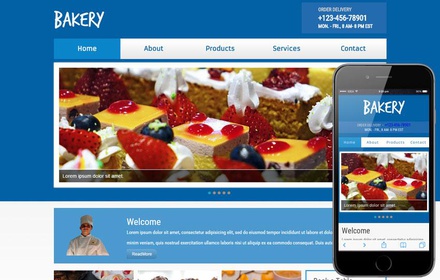 New Bakery web template and mobile website template for bakeries