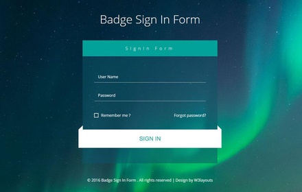 Badge Sign In Form Flat Responsive Widget Template