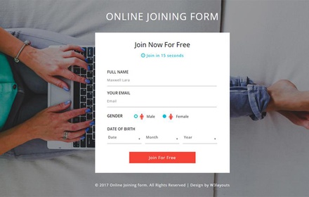 Online Joining Form a Flat Responsive Widget Template