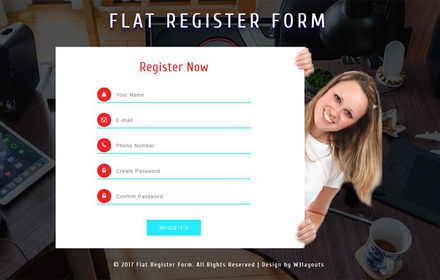 Flat Register Form Responsive Widget Template