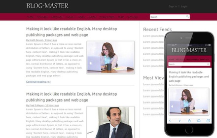 Free Blog Master blogging website template and mobile webtemplate