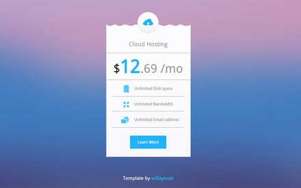 Cloud Hosting Pricing Table Design Widget Template