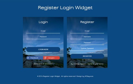 Register Login Widget Flat Responsive Widget Template