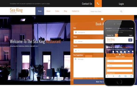 Sea King Restaurant a Hotel Category Flat Bootstrap Responsive Web Template