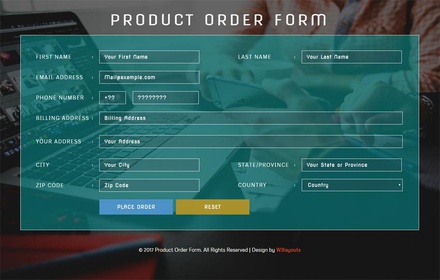 Product Order Form Flat Responsive widget Template