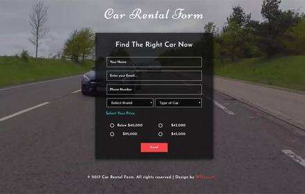 Car Rental Form Responsive Widget Template